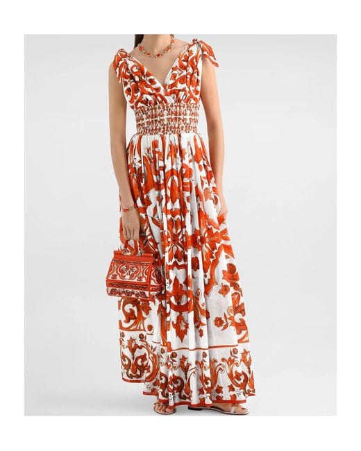 Dolce & Gabbana Red Majolica Printed Dress
