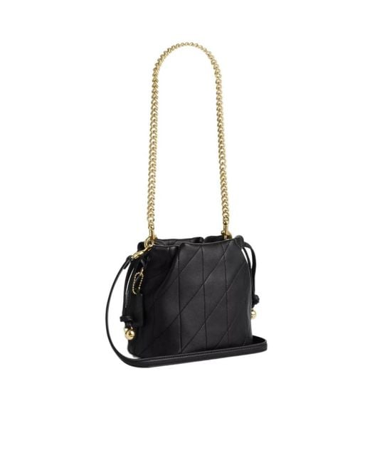 COACH Black Faye Mini Drawstring Bag With Quilting