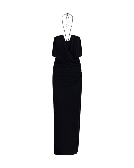 Amazuìn Black Backless Pleated Dress
