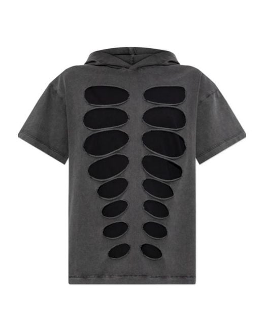 AVAVAV Black Cut-Out Hooded T-Shirt for men
