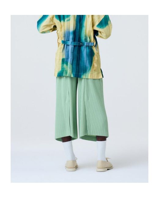 Homme Plissé Issey Miyake Green Pleated Casual Trousers for men