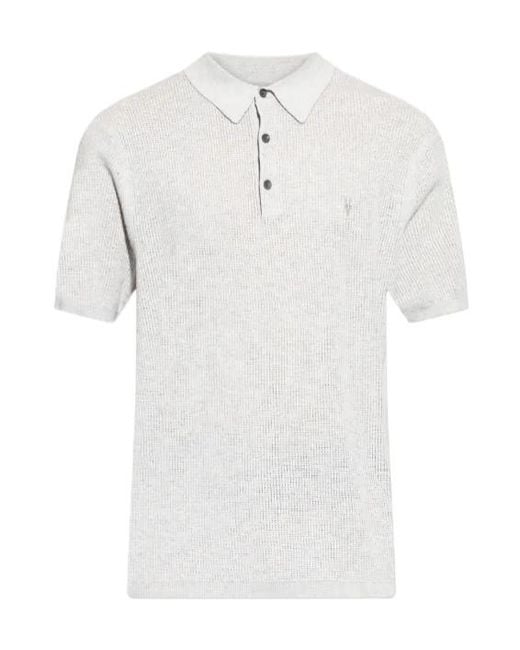 AllSaints White Short-Sleeved Polo Shirt for men