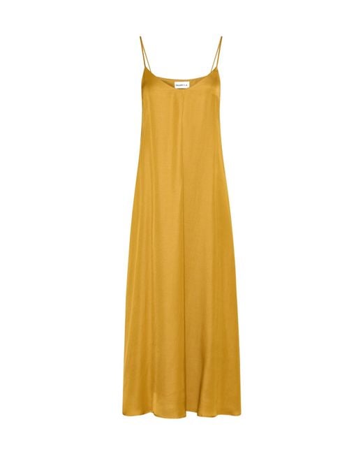 Marella Yellow Linen-Blend Gabardine Slip Dress