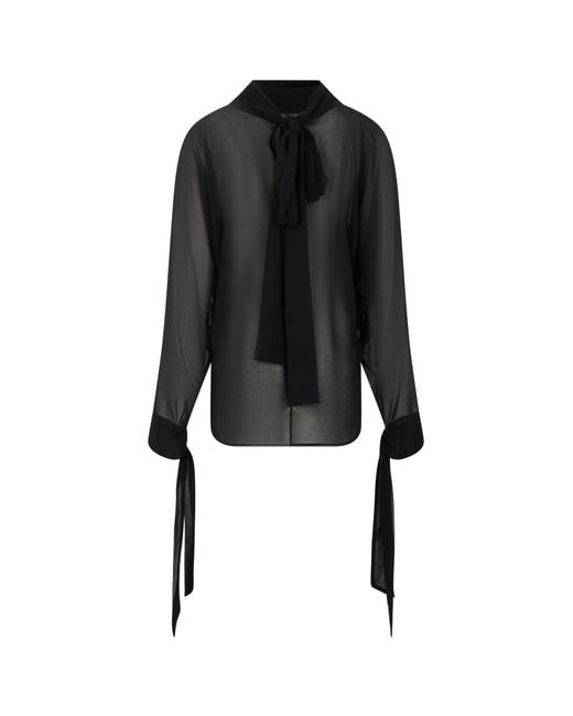 P.A.R.O.S.H. Black Shirt With Bow-Detail Sleeves