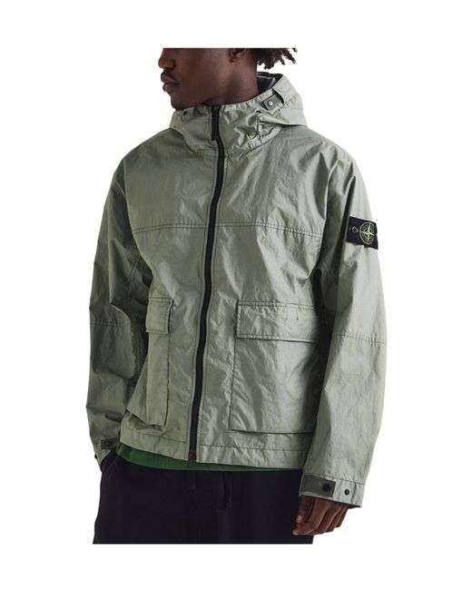 Stone Island Green Windproof Long Coat for men