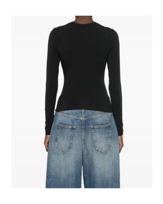 Alexander Wang Black Fitted Ls T-Shirt W/ Logo Print