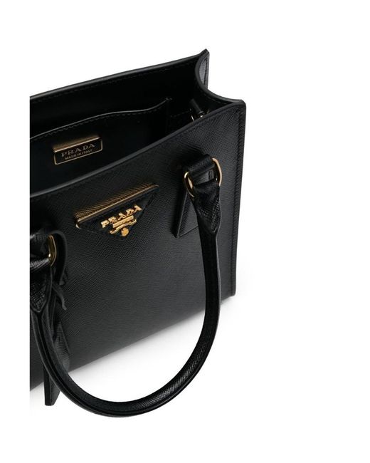 Prada Black Leather Logo Handbag