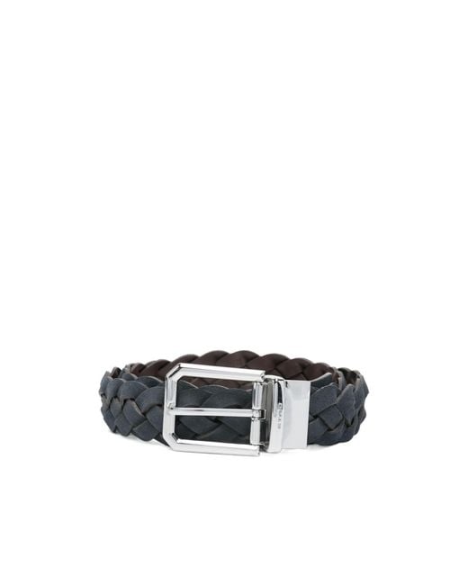Etro White Braided-Leather Buckle Belt for men