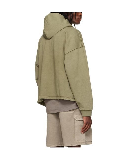 Represent Green Embellished Long-Sleeved Hoodie for men