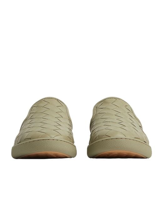 Bottega Veneta Green Leather Intrecciato Sawyer Sneakers