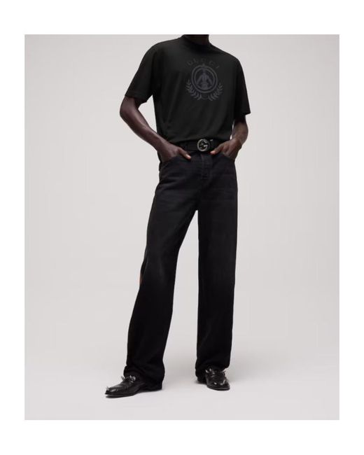 Gucci Black Cotton Jersey T-Shirt With Print for men