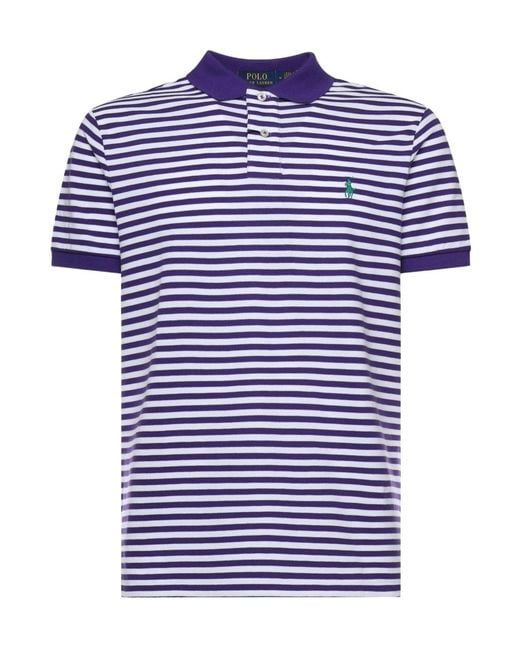 Polo Ralph Lauren Blue Logo Embroidered Striped Polo Shirt for men