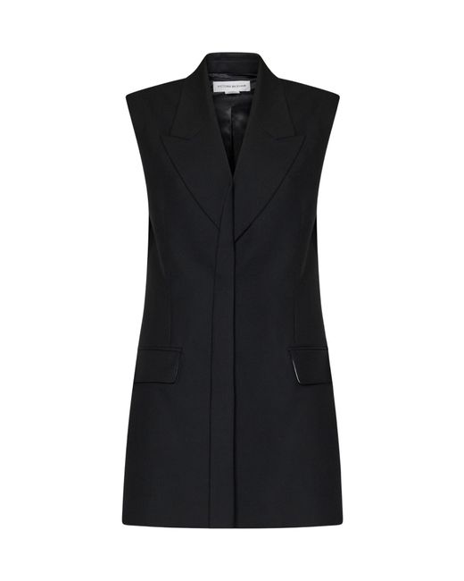 Victoria Beckham Black Sleeveless Tailored Dress