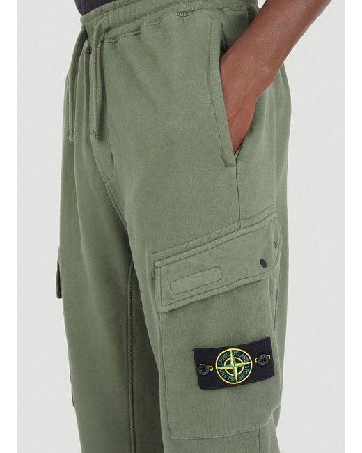 Stone Island Green Compass Badge Cargo Trousers for men