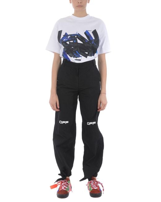Off-White c/o Virgil Abloh Blue Tomboy Brush-Stroke Print T-Shirt