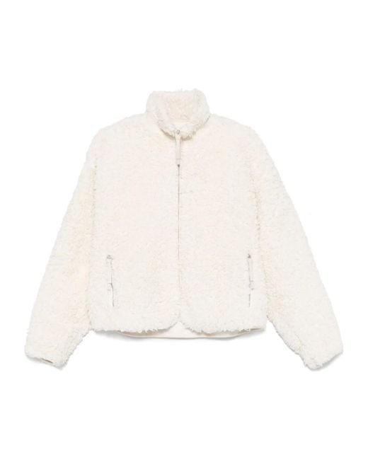 Jil Sander White Stand-Up Collar Fleece Jacket