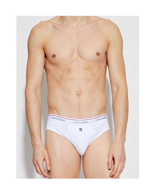 DSquared² White Ribbed Briefs for men