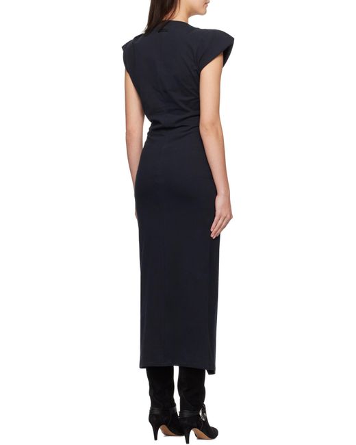 Isabel Marant Black Nadela Ruched Detailed Midi Dress