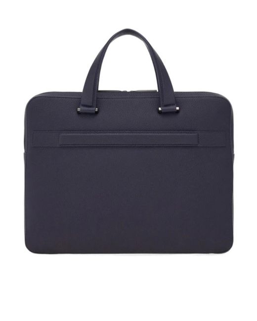 Ferragamo Blue Embossed Gancini Briefcase (S) for men