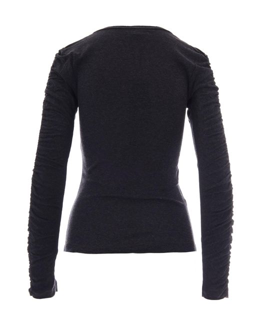Pinko Blue Ruched Long-Sleeve Top