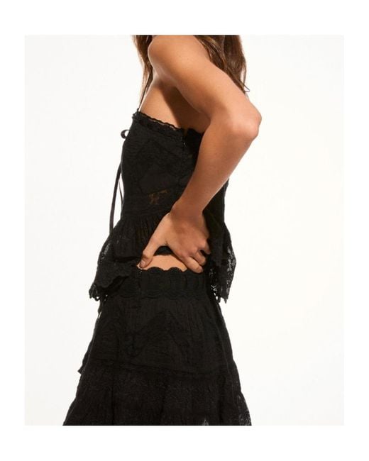 LoveShackFancy Blue Rowina Lace Peplum Top