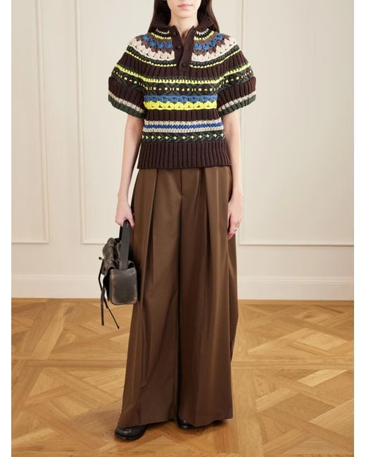 Sacai Multicolor Striped Polo Collar Sweater