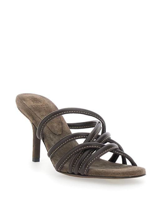 Brunello Cucinelli Brown Strappy Heeled Sandals