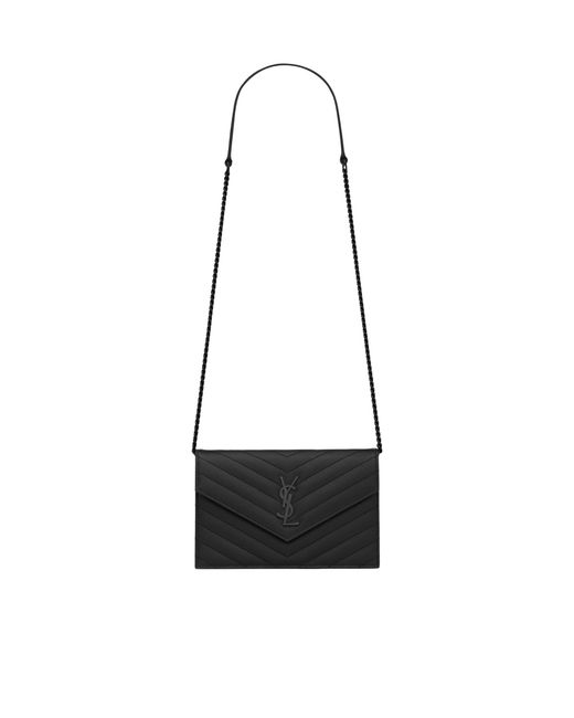 Saint Laurent White Cassandre Envelope Chain Wallet
