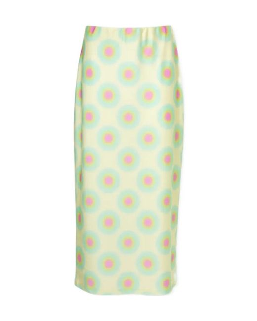 Sportmax Green Pattern Printed Skirt