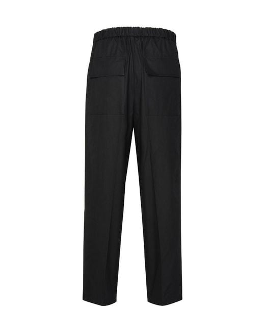 Jil Sander Black Straight-Leg Elasticated-Waist Trousers for men