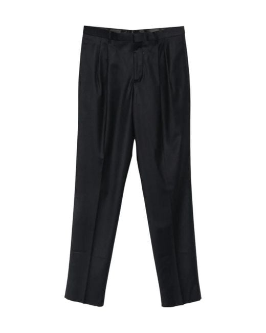 Lardini Black Pleated Wool Trousers for men