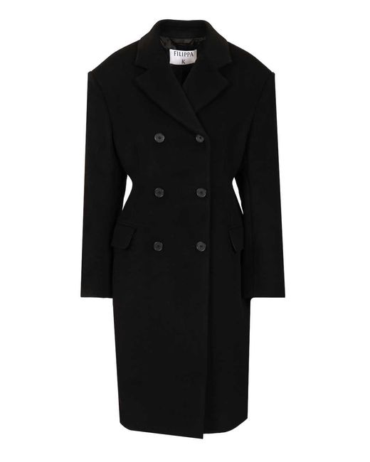 Filippa K Black Harper Double-Breasted Coat