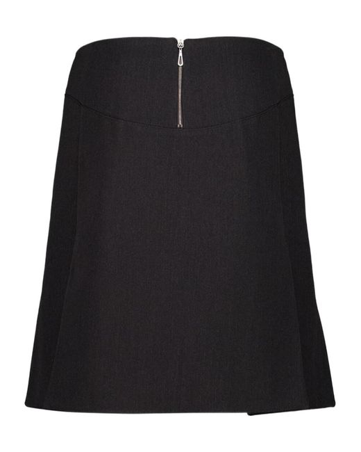 Rabanne Black Belted Pleated Midi Skirt