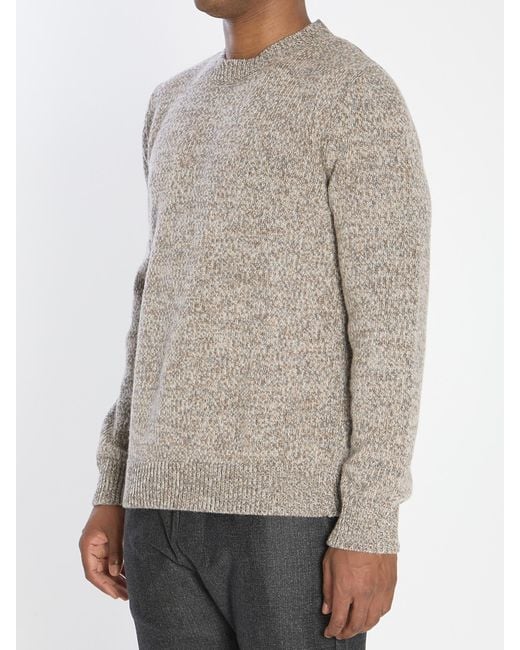 Barena Gray Speckled Crew-Neck Wool Sweater for men