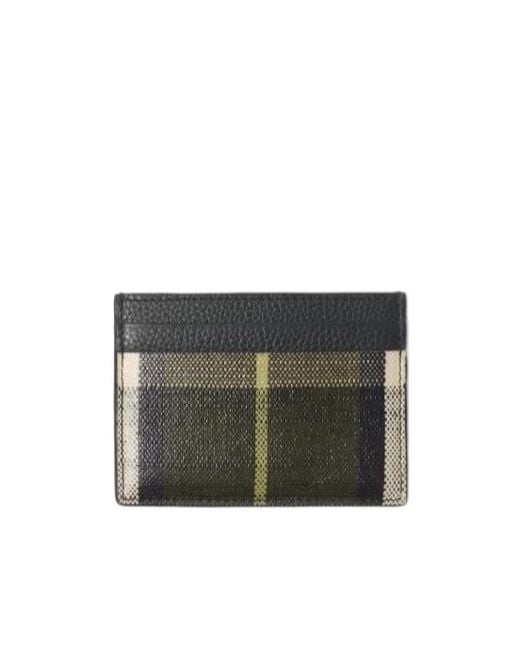 Burberry Gray Tall Check Card Case for men