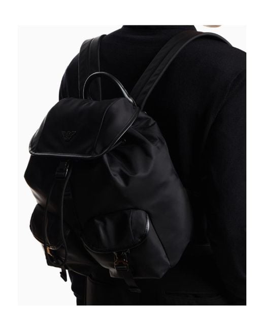 Emporio Armani Black Pocket Detailed Backpack for men