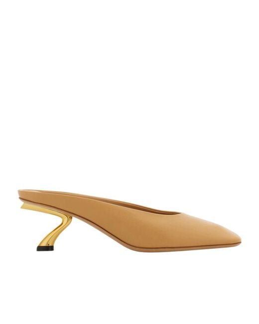 Ferragamo Natural Square-Toe Mules