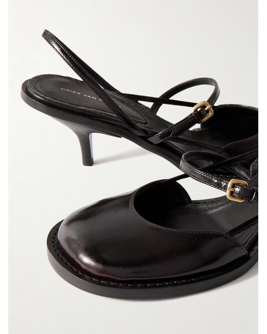 Dries Van Noten Black Open-Toe High-Heeled Sandals