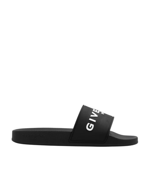 Givenchy Black Logo Detailed Open Toe Slides for men
