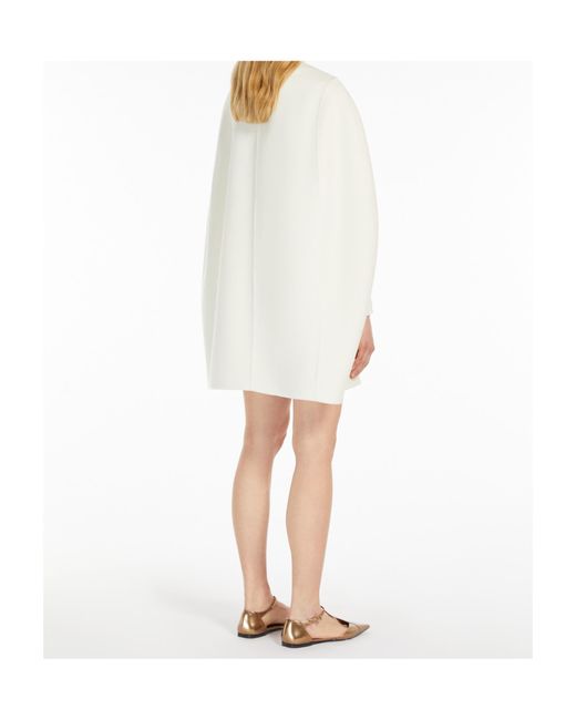 Max Mara White Placido Zip-Up Crewneck Short-Sleeved Coat