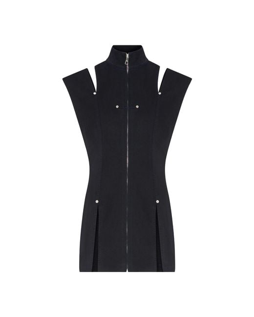 Jean Paul Gaultier Women's Black Zip-Front Sleeveless Dress
