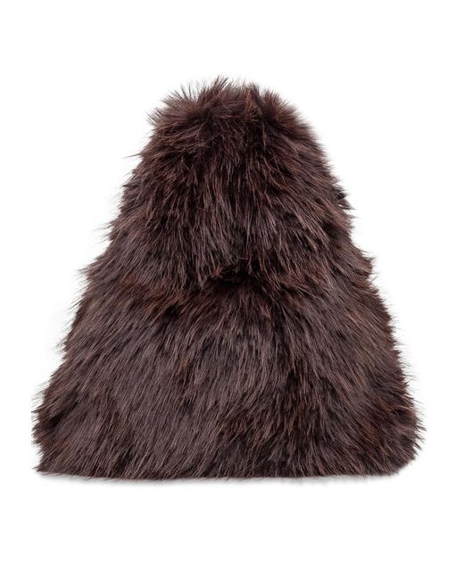 MSGM Brown Fluffy Small Satchel Bag