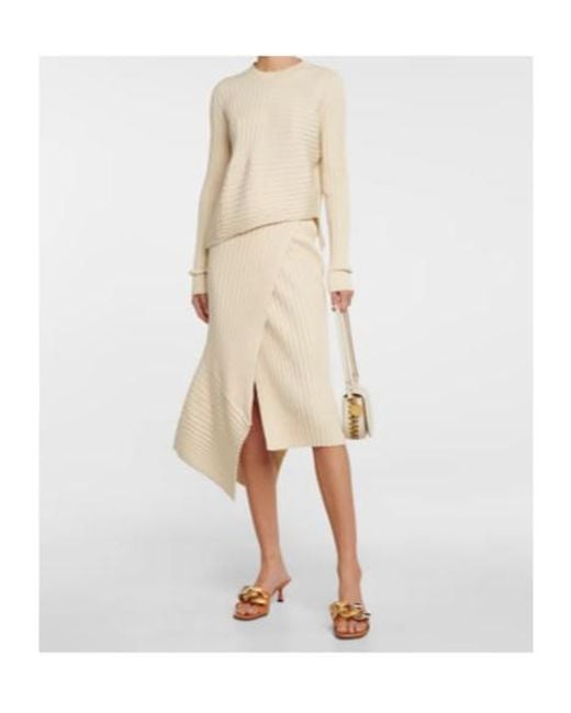 Stella McCartney Natural Ribbed-Knit Midi Skirt