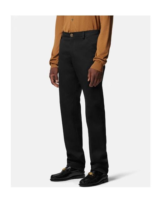 Versace Black Gabardine Chino Pants for men