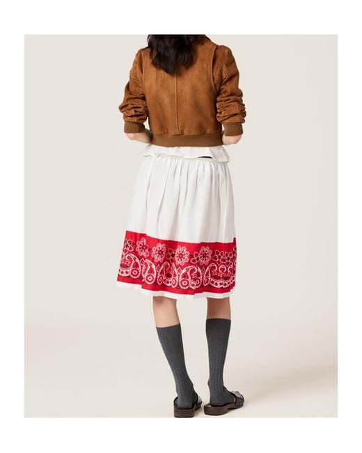 Miu Miu Red Two-Toned Poplin Skirt