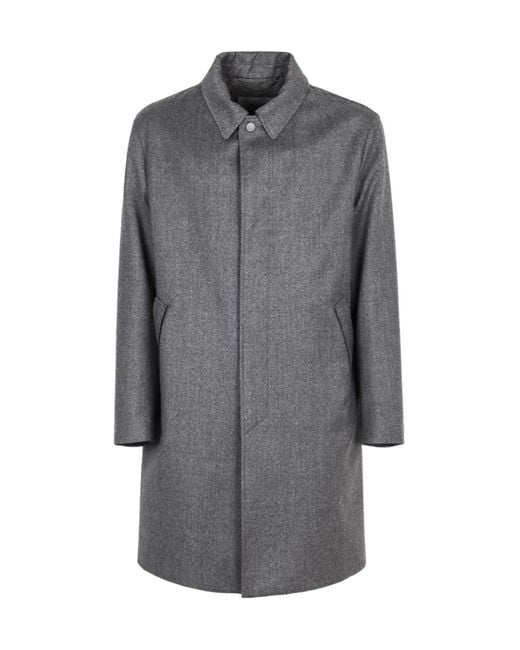 Canali Gray Zip-Front Wool Coat for men