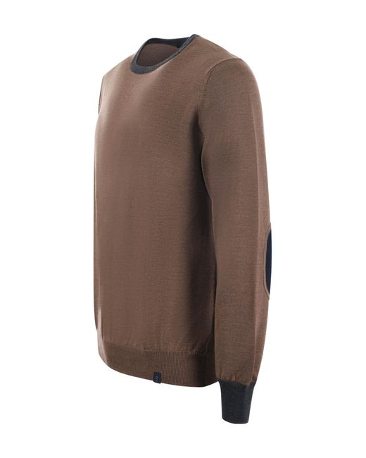 Fay Brown Crew Neck Sweater for men