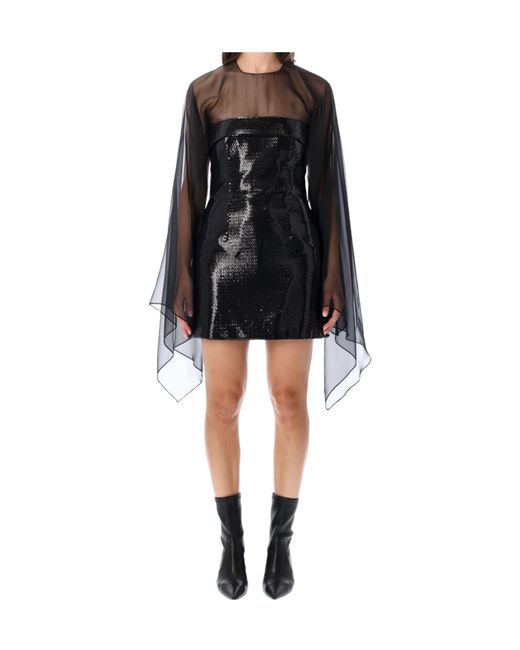 Alberta Ferretti Black Cape-Style Dress