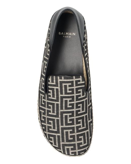 Balmain Black Monogram Slip-On Espadrilles for men