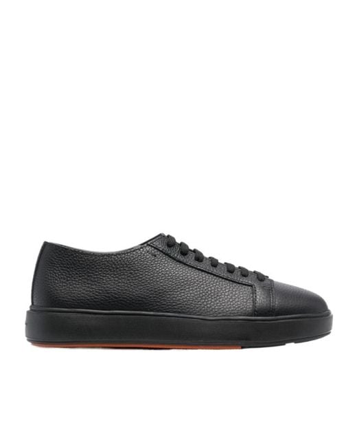 Santoni Black Low-Top Lace-Up Sneakers for men